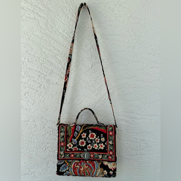 Vera Bradley Julia Versailles Turn Lock Flap Satchel Crossbody Matching Wallet - Picture 10 of 16